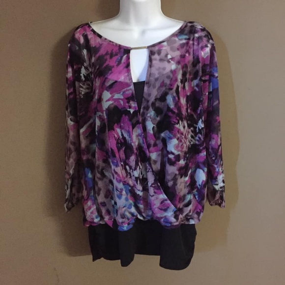 Jennifer Lopez Tops - Jennifer lopez watercolor floral blouse